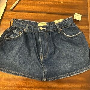 We The Free Dark Blue Denim Mini Skirt